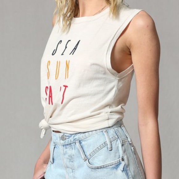 NWT Embroidered Sea Sun Salt 100% Cotton Tank Top - Picture 7 of 7